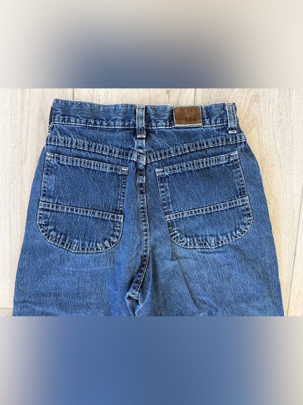 Lee Riveted Vintage Relaxed Blue Denim Jeans with Signature Leather Patch